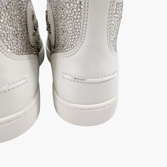 Christian Louboutin Louis Strass High Top Sneakers Size 40 US 10 White Crystal - Picture 8 of 15